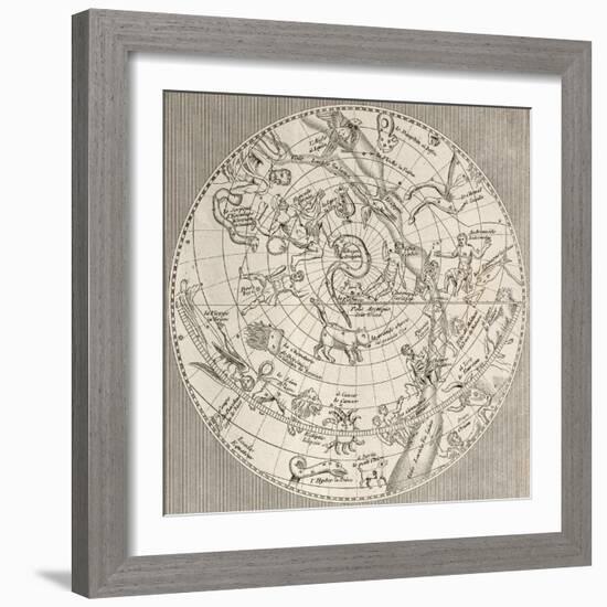 Antique Illustration Of Celestial Planisphere (Northern Hemisphere) With Constellations-marzolino-Framed Premium Giclee Print