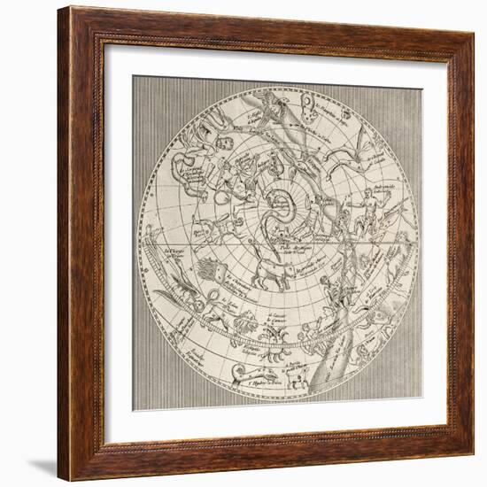 Antique Illustration Of Celestial Planisphere (Northern Hemisphere) With Constellations-marzolino-Framed Premium Giclee Print