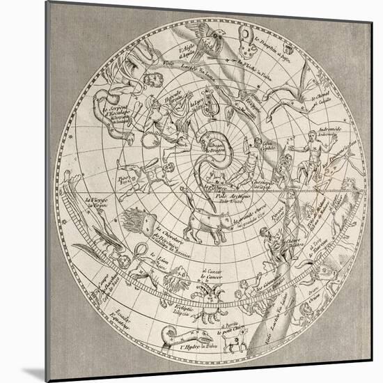 Antique Illustration Of Celestial Planisphere (Northern Hemisphere) With Constellations-marzolino-Mounted Art Print