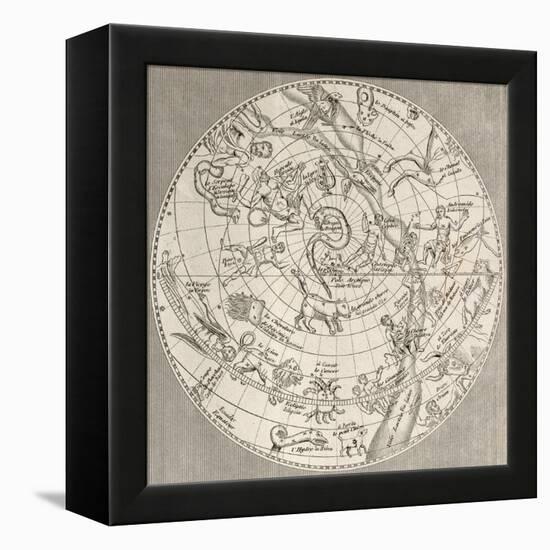 Antique Illustration Of Celestial Planisphere (Northern Hemisphere) With Constellations-marzolino-Framed Stretched Canvas