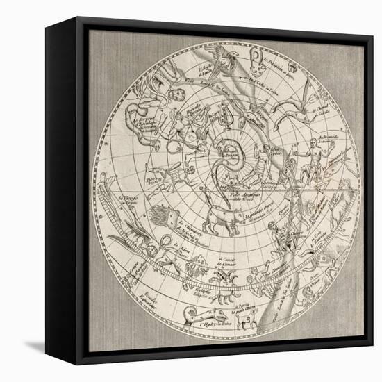 Antique Illustration Of Celestial Planisphere (Northern Hemisphere) With Constellations-marzolino-Framed Stretched Canvas