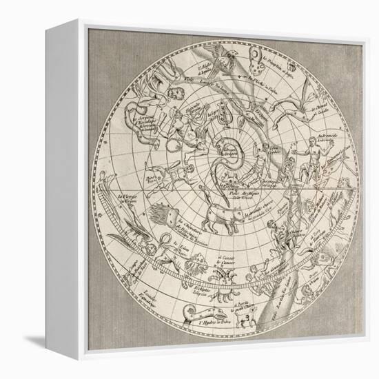 Antique Illustration Of Celestial Planisphere (Northern Hemisphere) With Constellations-marzolino-Framed Stretched Canvas