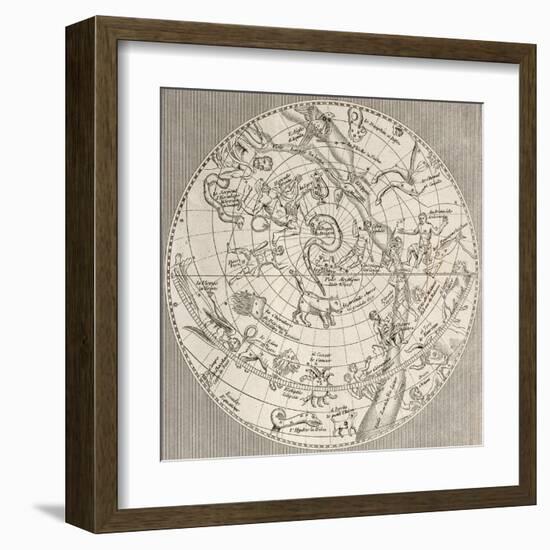 Antique Illustration Of Celestial Planisphere (Northern Hemisphere) With Constellations-marzolino-Framed Art Print