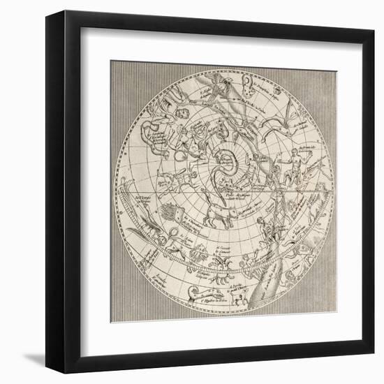 Antique Illustration Of Celestial Planisphere (Northern Hemisphere) With Constellations-marzolino-Framed Art Print