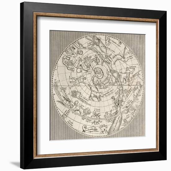 Antique Illustration Of Celestial Planisphere (Northern Hemisphere) With Constellations-marzolino-Framed Art Print