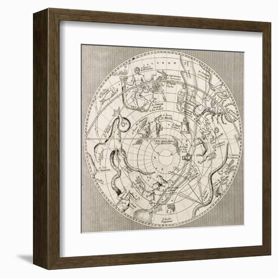 Antique Illustration Of Celestial Planisphere (Southern Hemisphere) With Constellations-marzolino-Framed Art Print