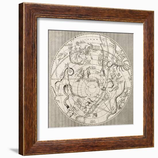 Antique Illustration Of Celestial Planisphere (Southern Hemisphere) With Constellations-marzolino-Framed Art Print