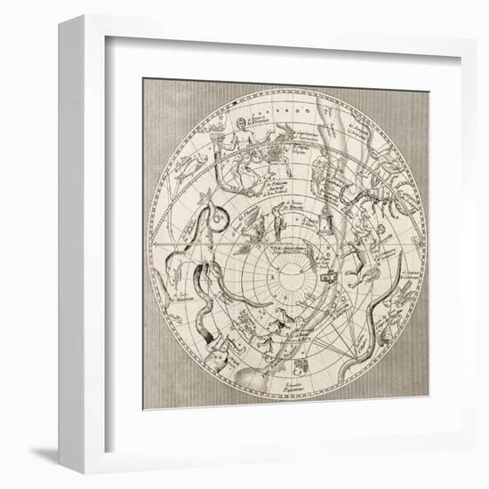 Antique Illustration Of Celestial Planisphere (Southern Hemisphere) With Constellations-marzolino-Framed Art Print