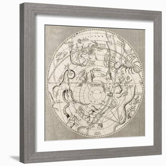 Antique Illustration Of Celestial Planisphere (Southern Hemisphere) With Constellations-marzolino-Framed Art Print