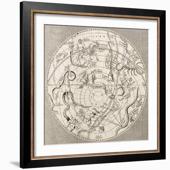 Antique Illustration Of Celestial Planisphere (Southern Hemisphere) With Constellations-marzolino-Framed Art Print