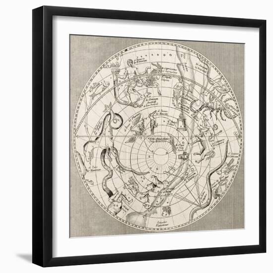 Antique Illustration Of Celestial Planisphere (Southern Hemisphere) With Constellations-marzolino-Framed Art Print