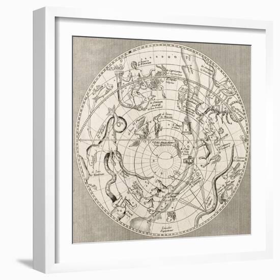 Antique Illustration Of Celestial Planisphere (Southern Hemisphere) With Constellations-marzolino-Framed Art Print