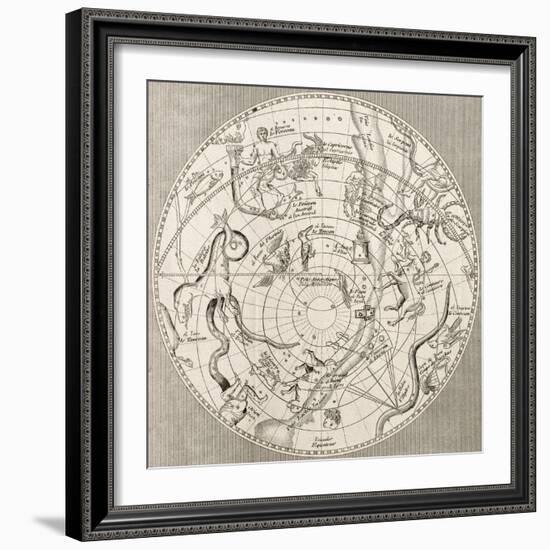 Antique Illustration Of Celestial Planisphere (Southern Hemisphere) With Constellations-marzolino-Framed Art Print