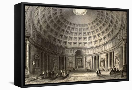Antique Illustration Of Pantheon In Rome, Italy-marzolino-Framed Stretched Canvas