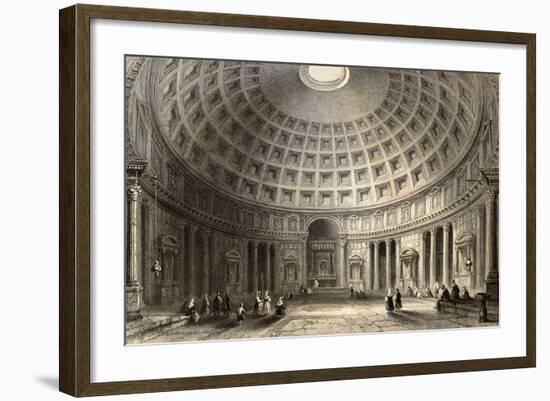 Antique Illustration Of Pantheon In Rome, Italy-marzolino-Framed Art Print