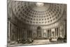 Antique Illustration Of Pantheon In Rome, Italy-marzolino-Mounted Art Print