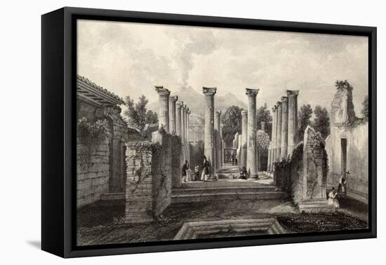 Antique Illustration Of Pompeii Roman House, Southern Italy-marzolino-Framed Stretched Canvas