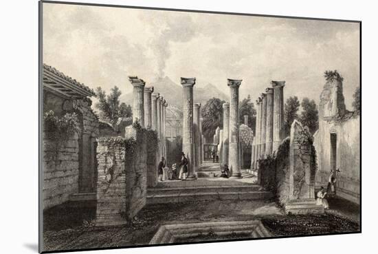 Antique Illustration Of Pompeii Roman House, Southern Italy-marzolino-Mounted Art Print