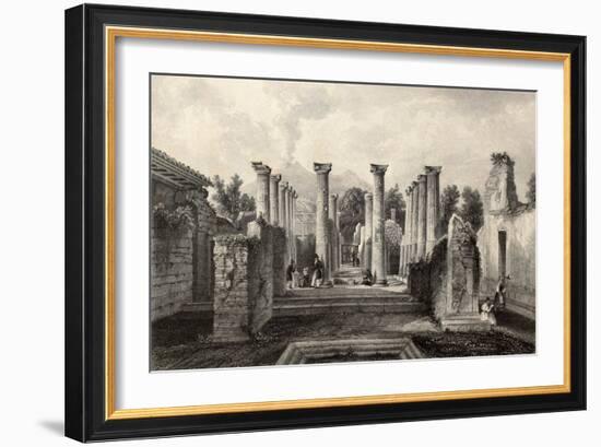 Antique Illustration Of Pompeii Roman House, Southern Italy-marzolino-Framed Art Print