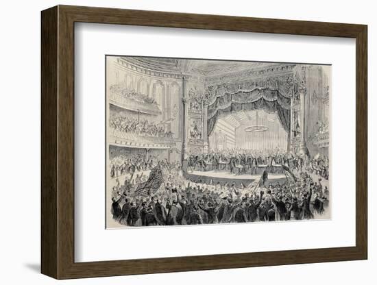 Antique Illustration of Presidential Electoral Meeting in Chicago Opera Theater. Created by Gaildra-marzolino-Framed Photographic Print