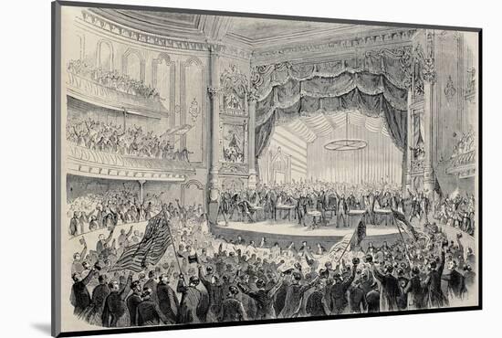 Antique Illustration of Presidential Electoral Meeting in Chicago Opera Theater. Created by Gaildra-marzolino-Mounted Photographic Print