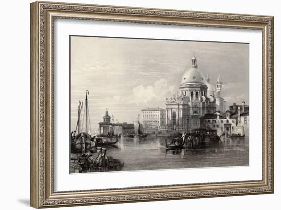 Antique Illustration Of Santa Maria Della Salute Basilica, Venice, Italy-marzolino-Framed Art Print