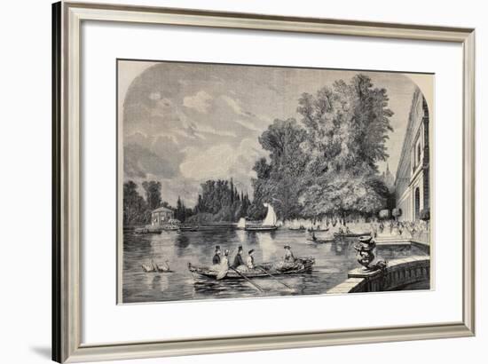 Antique Illustrations Of Fontainebleau Basin And Castle-marzolino-Framed Art Print