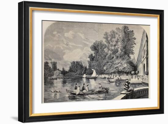 Antique Illustrations Of Fontainebleau Basin And Castle-marzolino-Framed Art Print