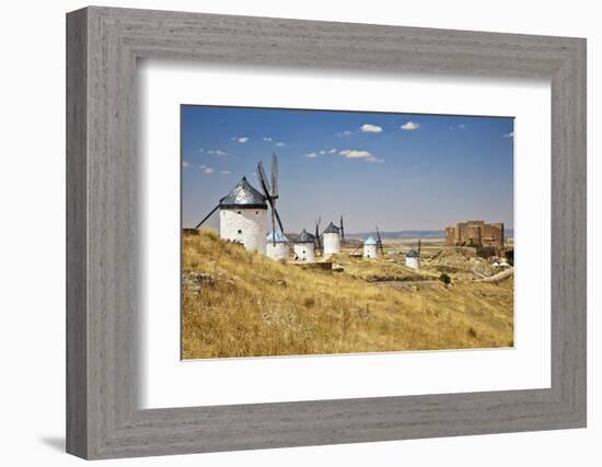 Antique La Mancha Windmills and Castle in Consuegra, Spain-Julianne Eggers-Framed Photographic Print
