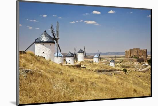 Antique La Mancha Windmills and Castle in Consuegra, Spain-Julianne Eggers-Mounted Photographic Print