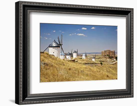 Antique La Mancha Windmills and Castle in Consuegra, Spain-Julianne Eggers-Framed Photographic Print