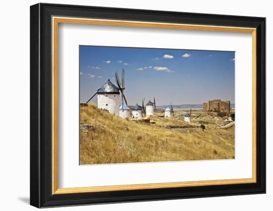 Antique La Mancha Windmills and Castle in Consuegra, Spain-Julianne Eggers-Framed Photographic Print