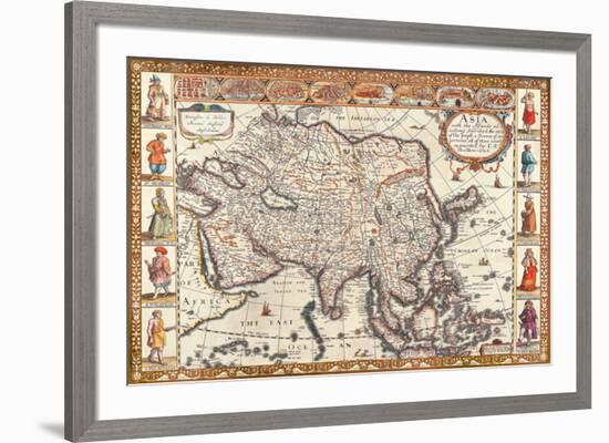 Antique Map, Asia, 1626-John Speed-Framed Art Print