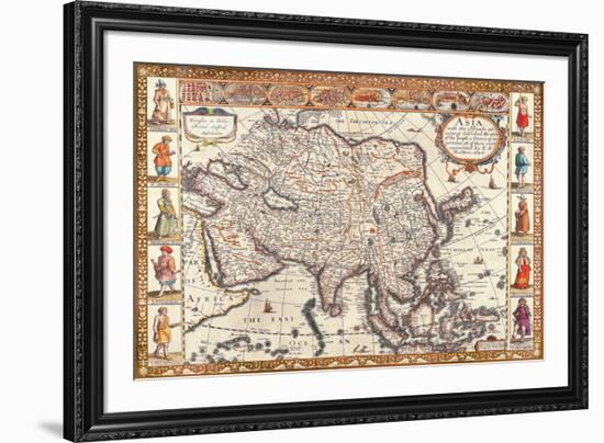 Antique Map, Asia, 1626-John Speed-Framed Art Print