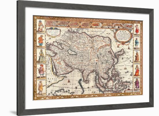 Antique Map, Asia, 1626-John Speed-Framed Art Print