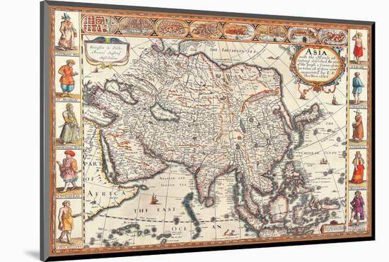 Antique Map, Asia, 1626-John Speed-Mounted Art Print