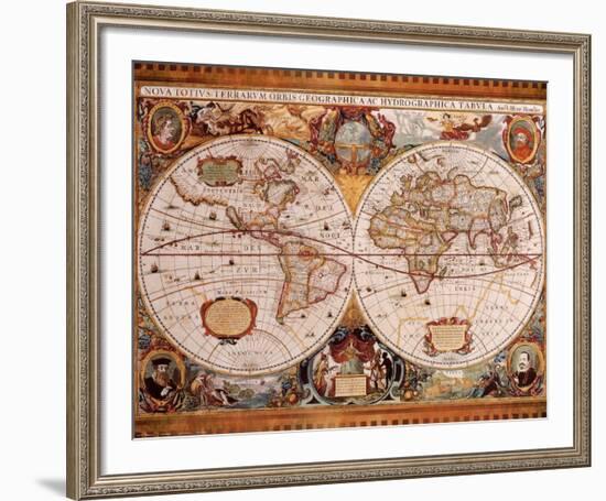 Antique Map, Geographica, c.1630-Henricus Hondius-Framed Art Print