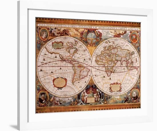 Antique Map, Geographica, c.1630-Henricus Hondius-Framed Art Print