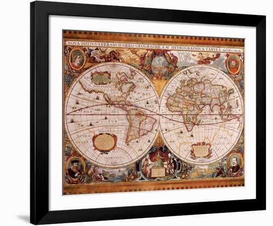 Antique Map, Geographica, c.1630-Henricus Hondius-Framed Art Print