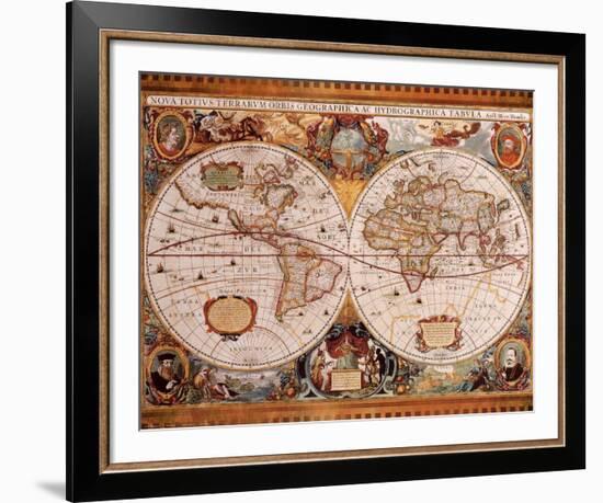 Antique Map, Geographica, c.1630-Henricus Hondius-Framed Art Print