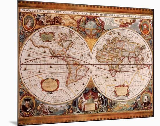 Antique Map, Geographica, c.1630-Henricus Hondius-Mounted Art Print