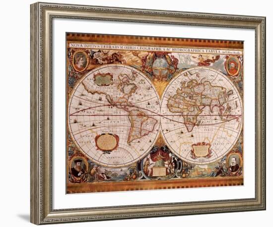 Antique Map, Geographica, c.1630-Henricus Hondius-Framed Art Print