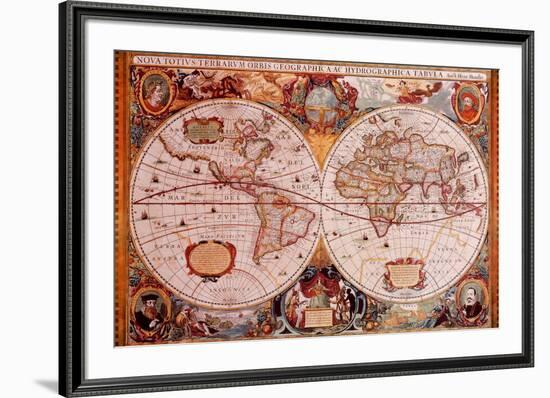 Antique Map, Geographica, c.1630-Henricus Hondius-Framed Art Print