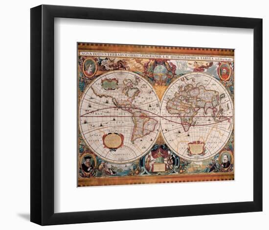 Antique Map, Geographica, c.1630-Henricus Hondius-Framed Premium Giclee Print