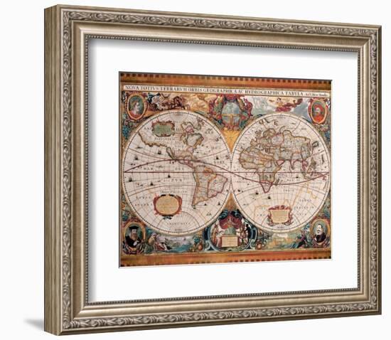 Antique Map, Geographica, c.1630-Henricus Hondius-Framed Premium Giclee Print