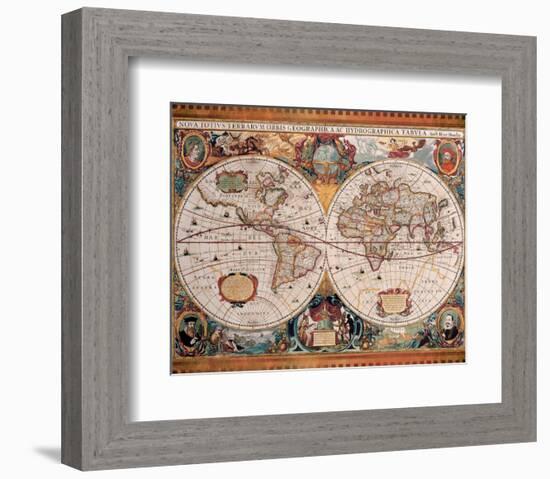 Antique Map, Geographica, c.1630-Henricus Hondius-Framed Premium Giclee Print