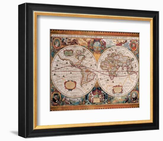 Antique Map, Geographica, c.1630-Henricus Hondius-Framed Premium Giclee Print