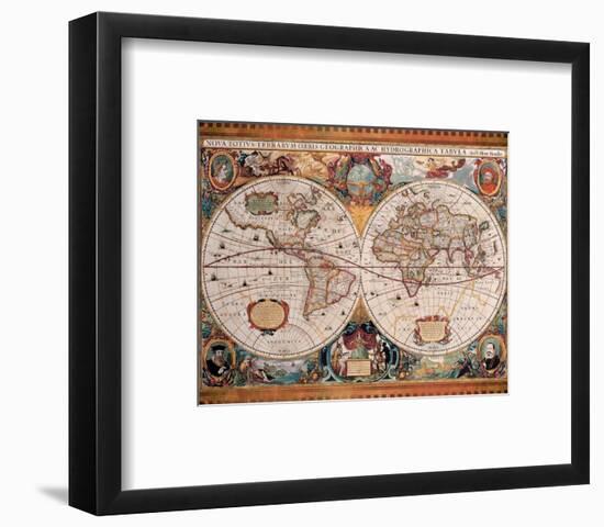 Antique Map, Geographica, c.1630-Henricus Hondius-Framed Premium Giclee Print