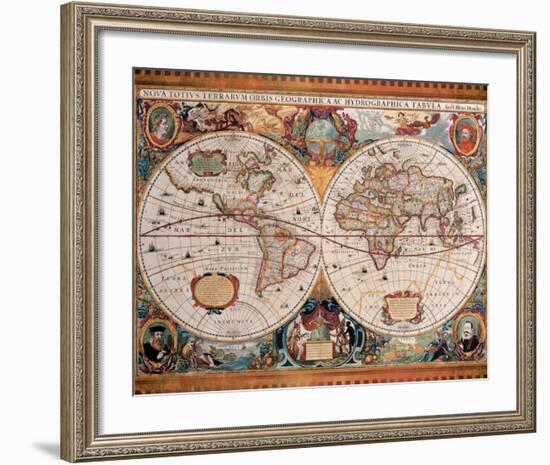 Antique Map, Geographica, c.1630-Henricus Hondius-Framed Premium Giclee Print