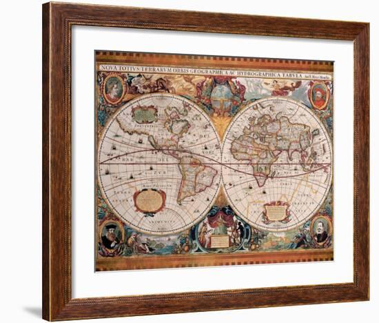 Antique Map, Geographica, c.1630-Henricus Hondius-Framed Premium Giclee Print